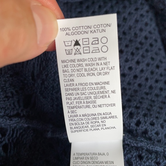 Lucky Brand navy blue open knit crew sweater NWT - Picture 11 of 12